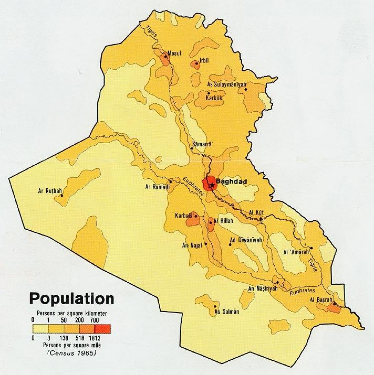 Mapa ludności Iraku 